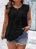 Blusa bordada sem mangas Joalys. Plus Size