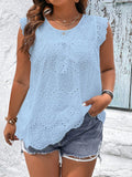 Blusa bordada sem mangas Joalys. Plus Size