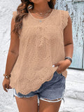 Blusa bordada sem mangas Joalys. Plus Size