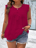 Blusa bordada sem mangas Joalys. Plus Size