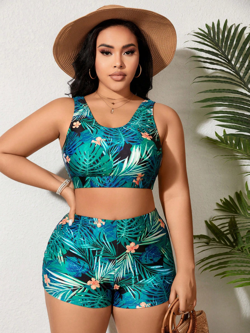 Biquíni Verde Tropical. Plus Size