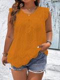 Blusa bordada sem mangas Joalys. Plus Size