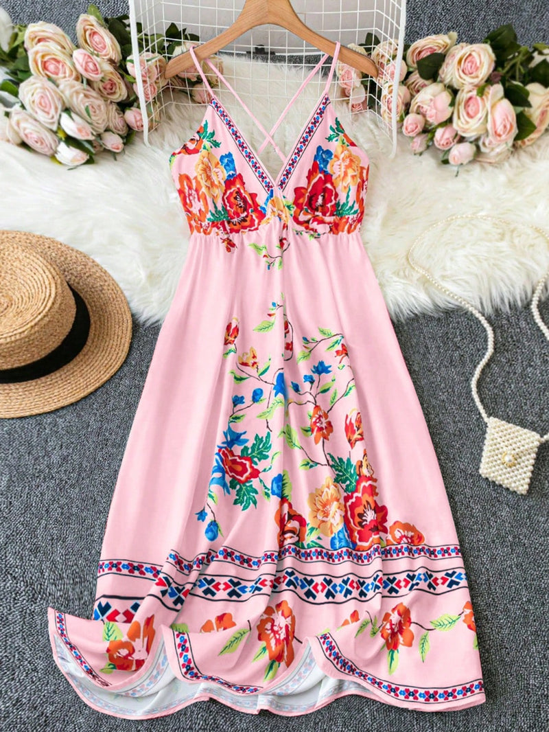 Vestido Feminino floral estampado Domênica Plus size