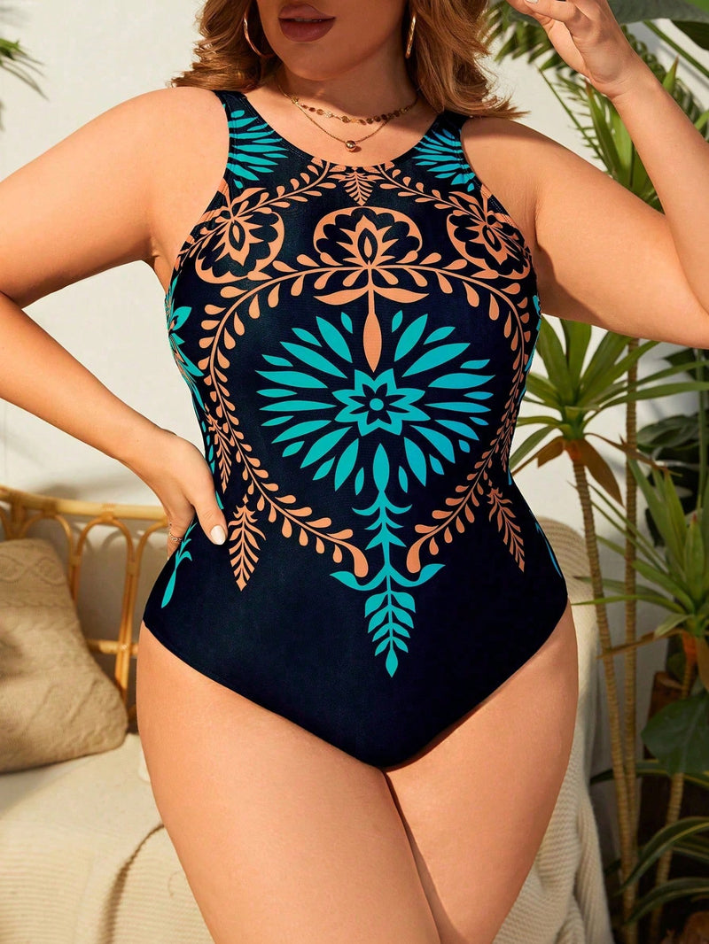 Maiô feminino com Decote U Charlotte. Plus Size