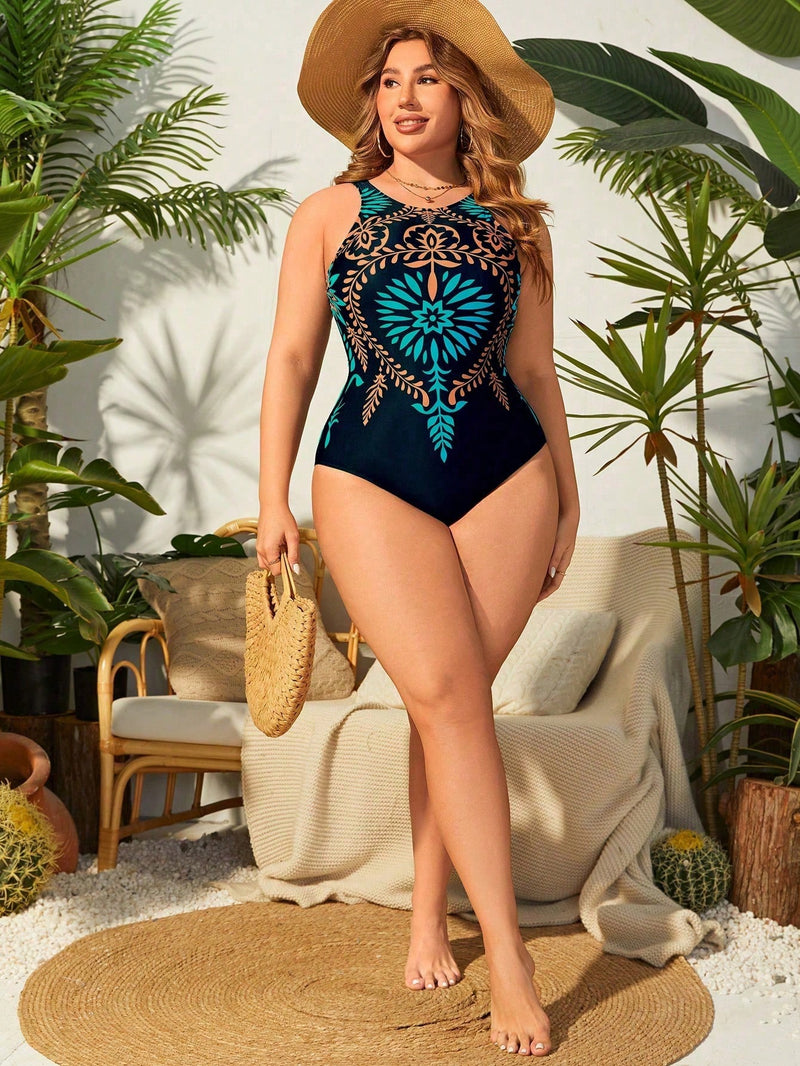 Maiô feminino com Decote U Charlotte. Plus Size