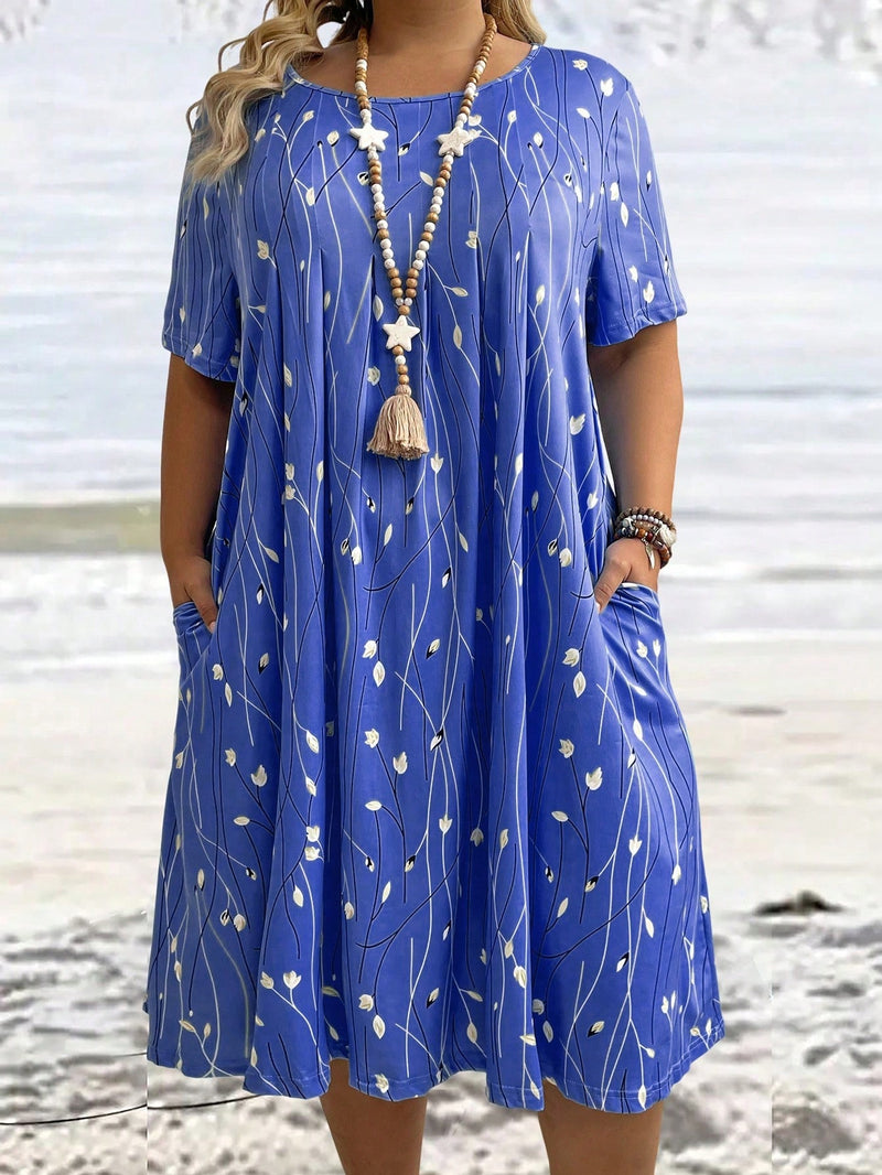 Vestido Feminino com Gola Redonda Glaucia. Plus Size