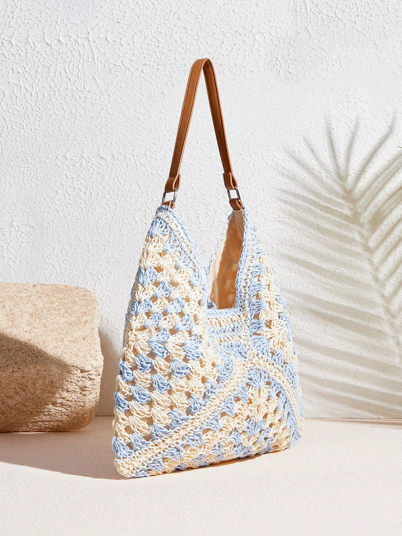 Bolsa feminina Feita à Mão de Palha Tecida Geométrica para Um Estilo Único Amélia