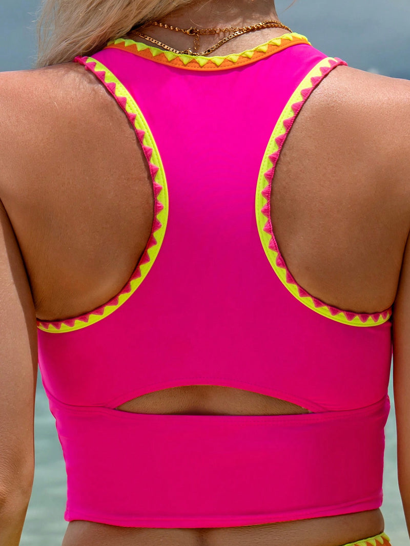 Tankini Feminino com detalhes em neon Cloe