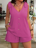 Conjunto Feminino com decote em V Leicy. Plus Size