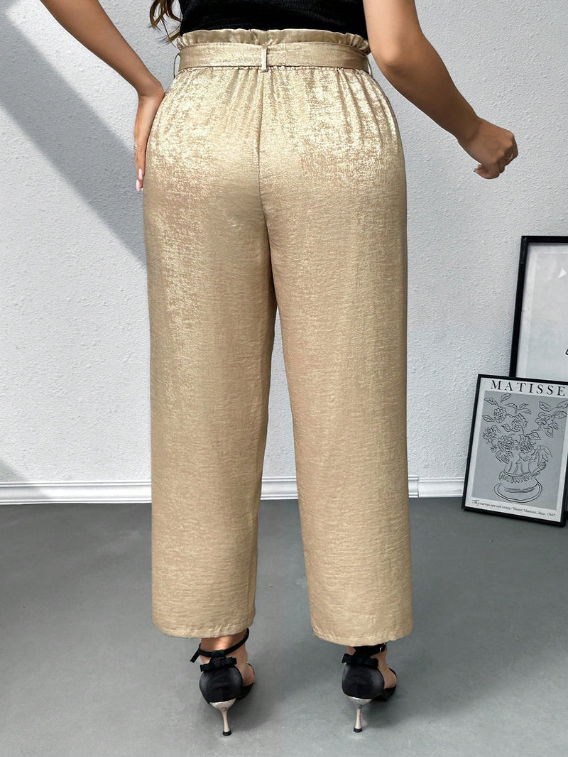 Calça feminina Dourada para Festa Carla. Plus Size