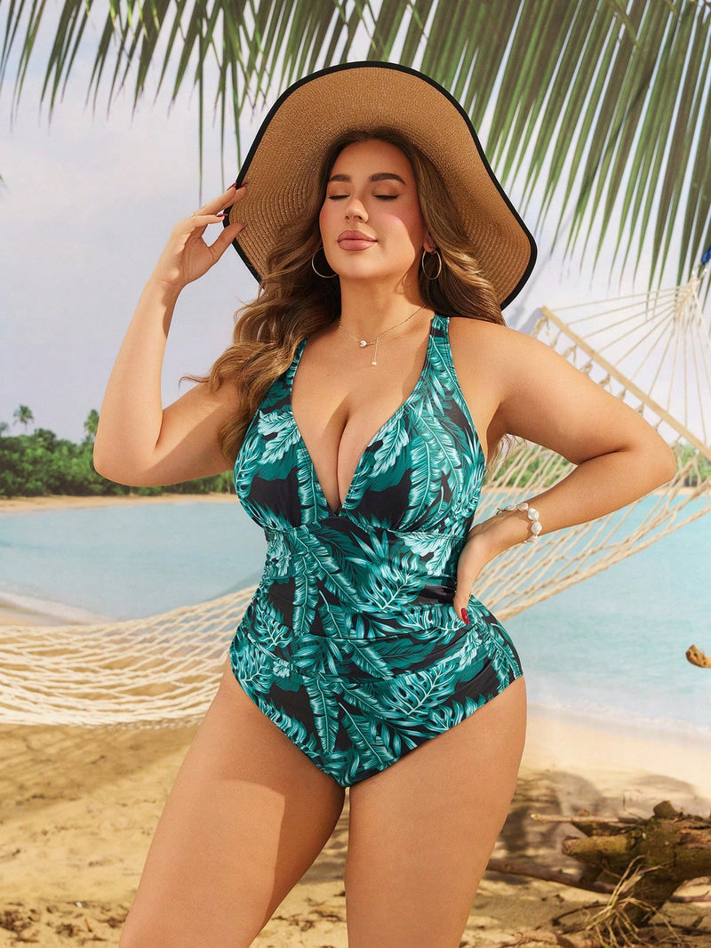 Maiô feminino com Alças cruzada nas costas e decote profundo Bella. Plus Size