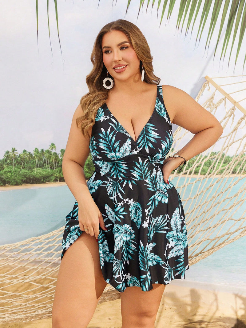 Tankini feminino com decote em V Carol. Plus Size