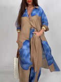 Conjunto feminino camisa longa calças de perna larga - Eloíza