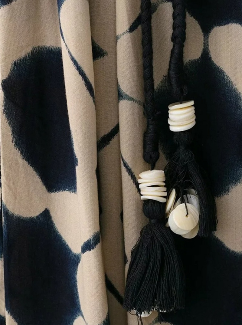 Vestido Feminino  com decote em V frisado cintura elástica - Letícia