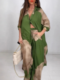 Conjunto feminino camisa longa calças de perna larga - Eloíza
