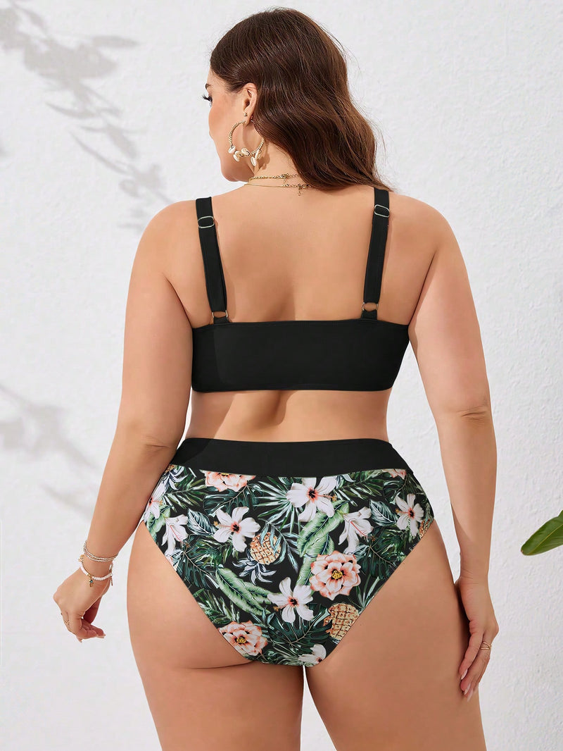 Bikini Feminino Push Up Tropical Alças Grossas Junne