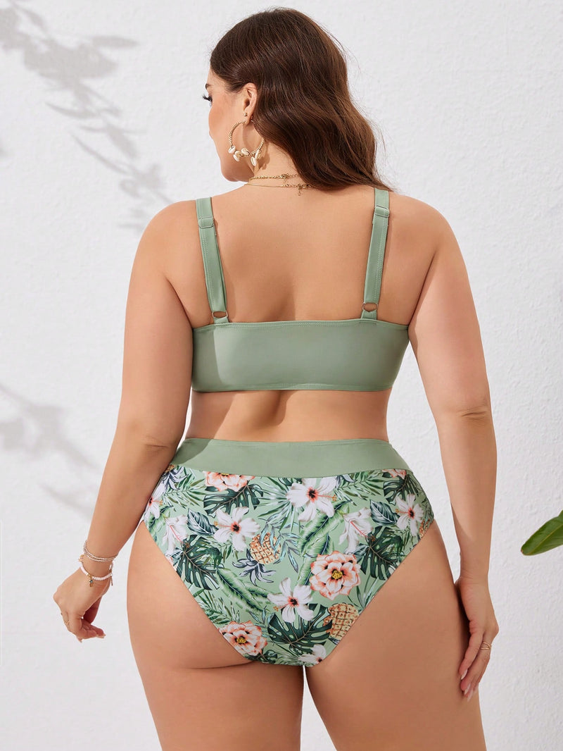 Bikini Feminino Push Up Tropical Alças Grossas Junne