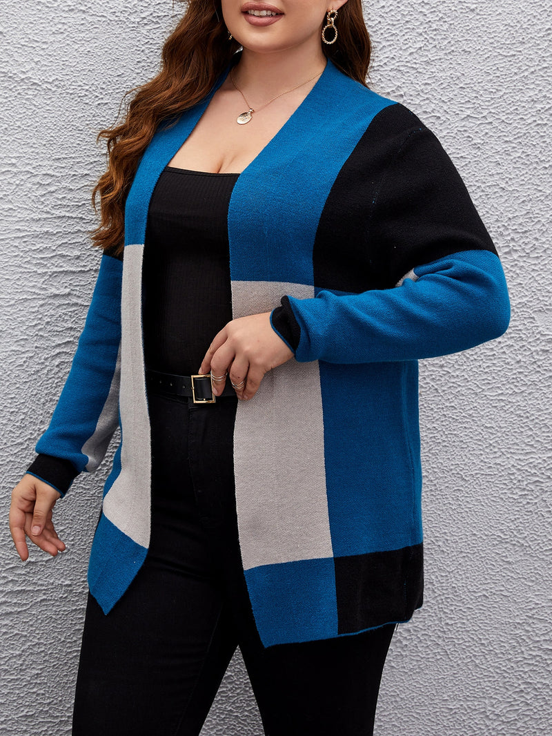 Sobretudo Feminino Bloco de cores Elegante Gabriela. Plus Size