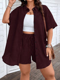 Conjunto Feminino Gola Variação da lapela Botões na frente Amber. Plus Size