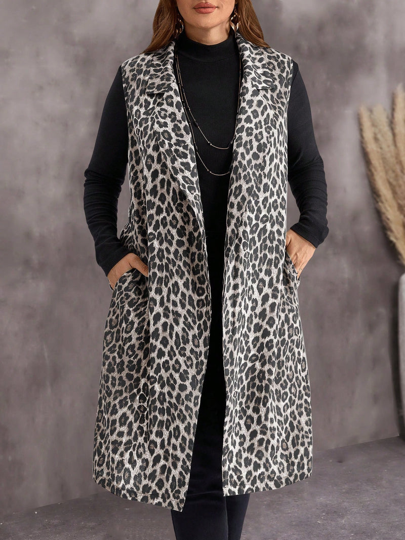 Cardigã Feminina Longa Sem Mangas com Caimento Elegante - Naianne. Plus Size