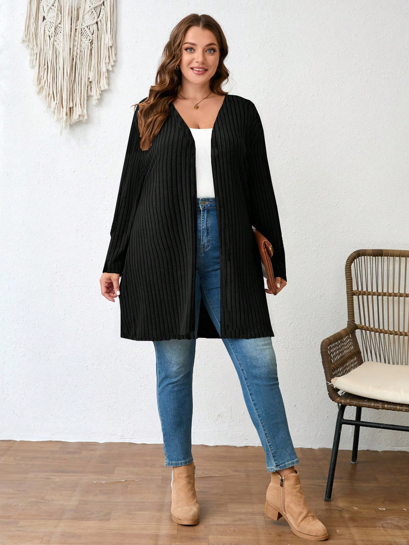 Cardigã Feminina de Tricô Canelado - Zaira. Plus Size