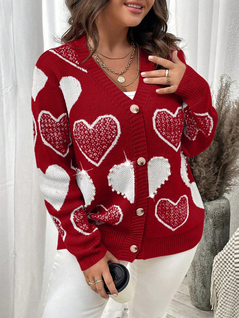 Cardigan Feminina Coração Decorado - Milany. Plus Size