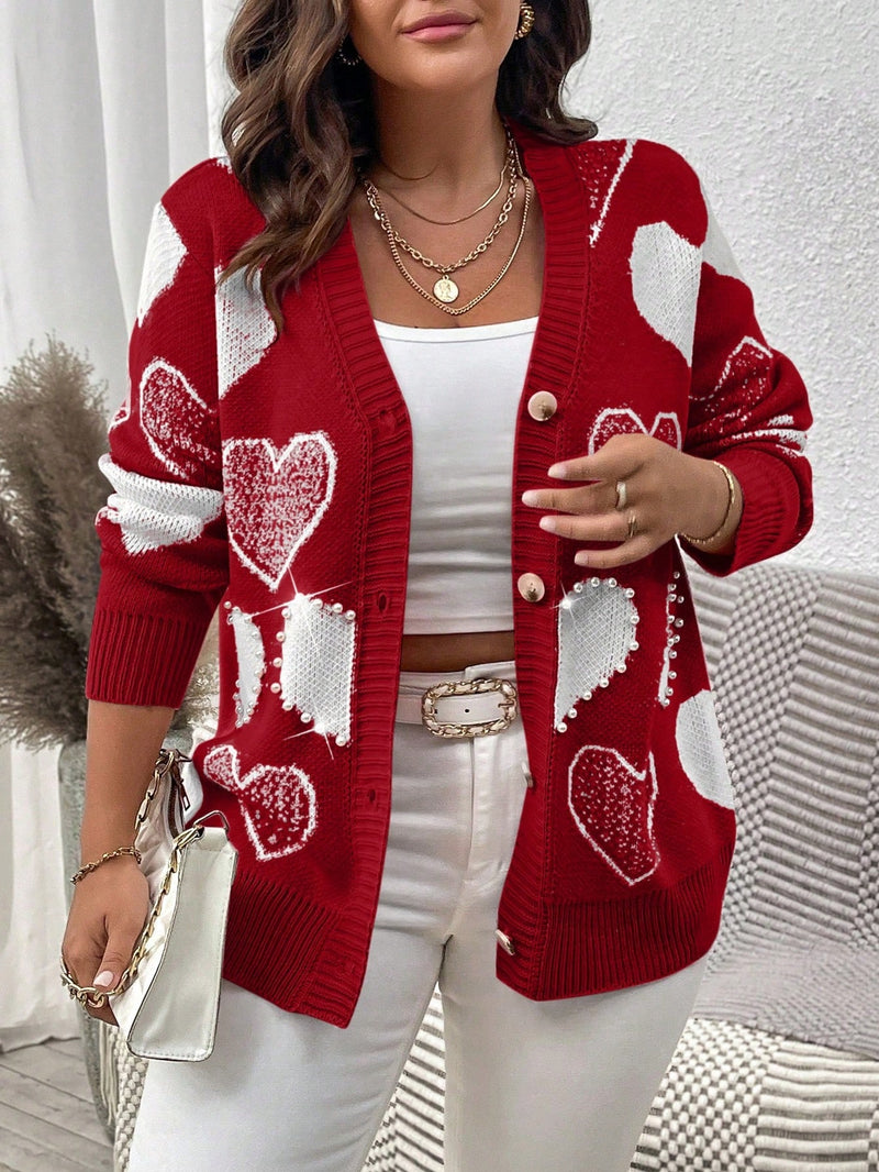 Cardigan Feminina Coração Decorado - Milany. Plus Size