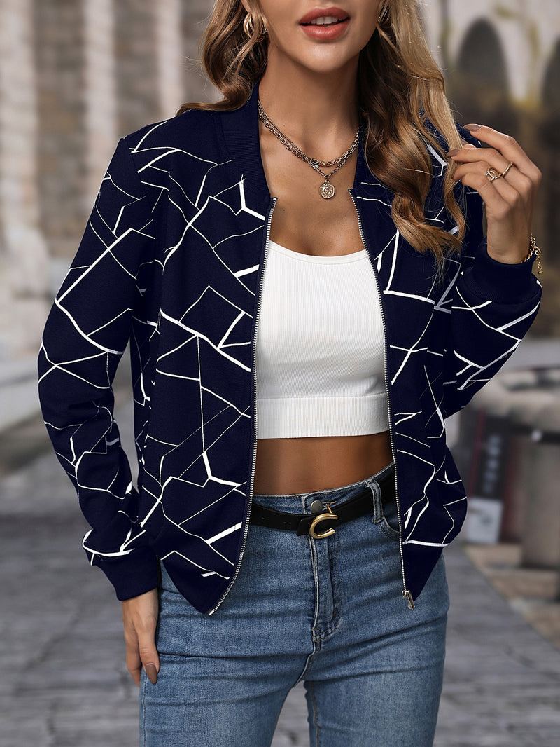 Jaqueta Feminina Gola Bomber Geométrico Jesse