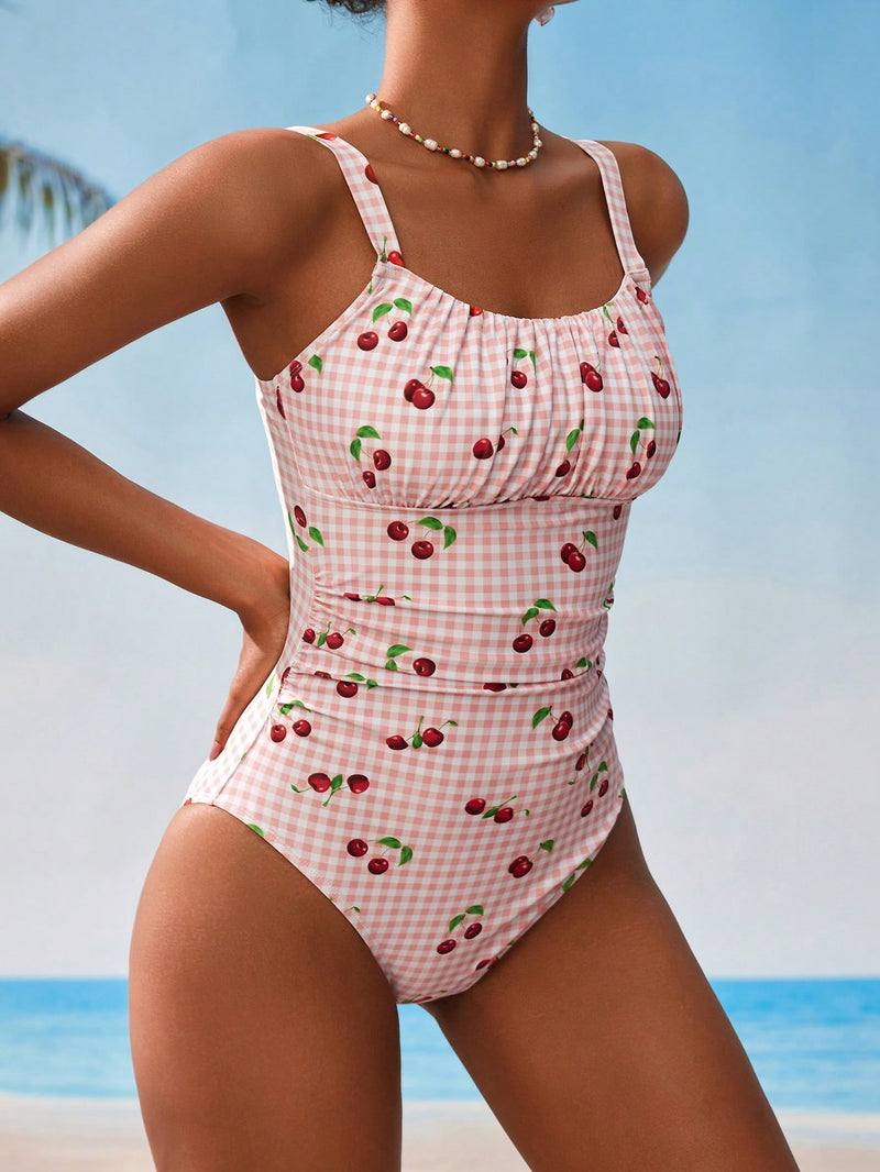 Maiô Feminino de textura e com Franzido na frente Moara