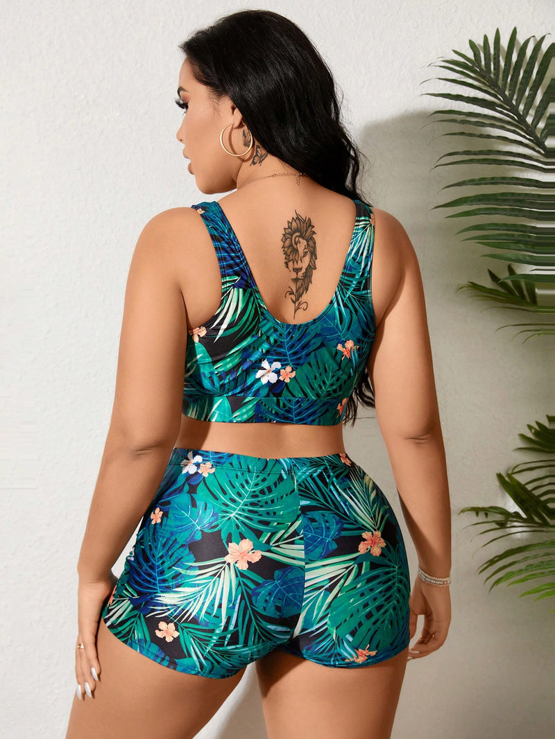 Biquíni Verde Tropical. Plus Size