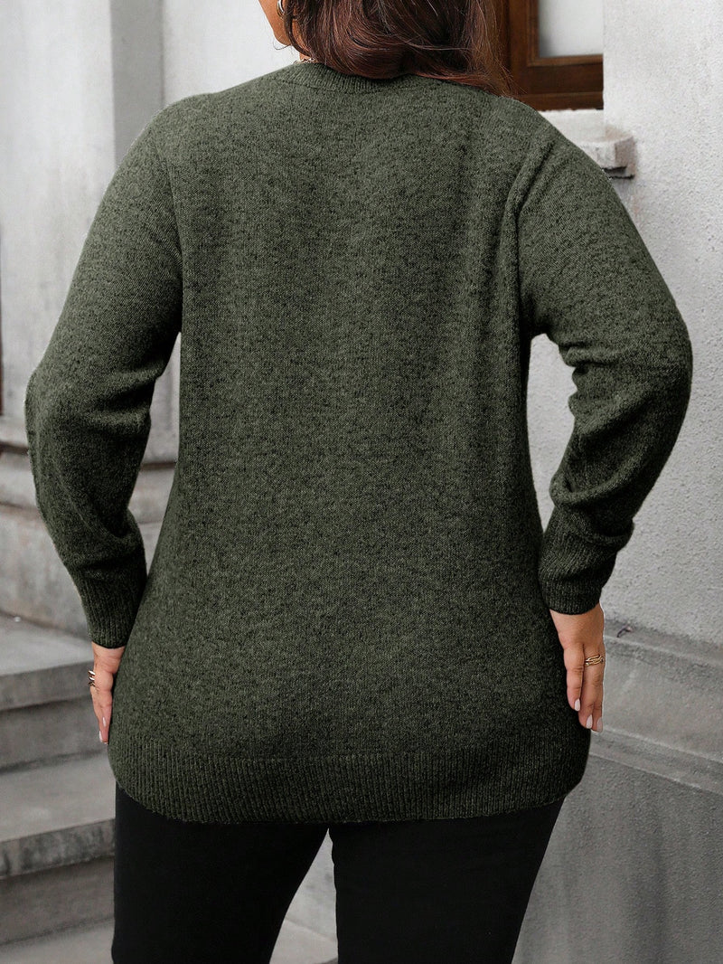 Suéter Feminino Oversize de gola redonda - Jussara. Plus Size