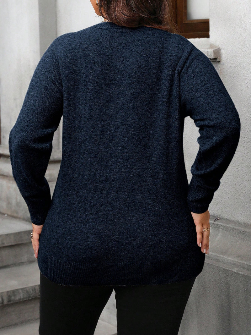 Suéter Feminino Oversize de gola redonda - Jussara. Plus Size