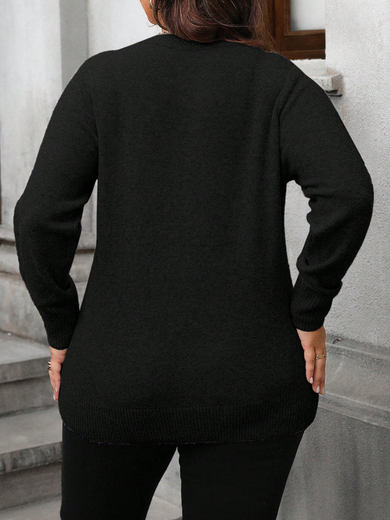 Suéter Feminino Oversize de gola redonda - Jussara. Plus Size