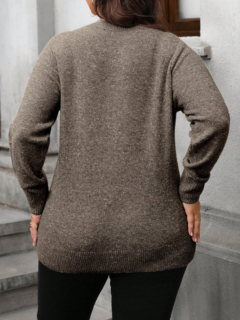 Suéter Feminino Oversize de gola redonda - Jussara. Plus Size