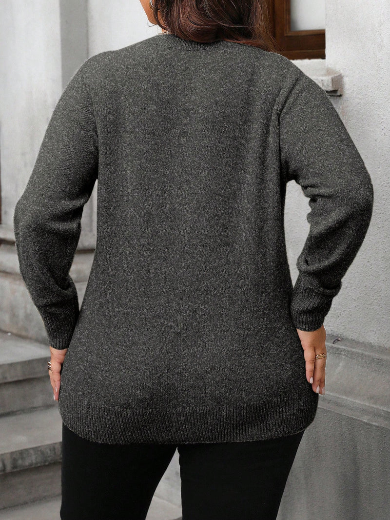 Suéter Feminino Oversize de gola redonda - Jussara. Plus Size