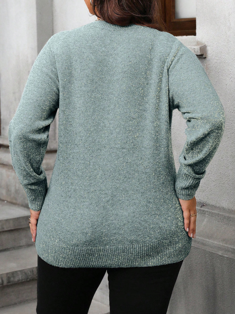Suéter Feminino Oversize de gola redonda - Jussara. Plus Size