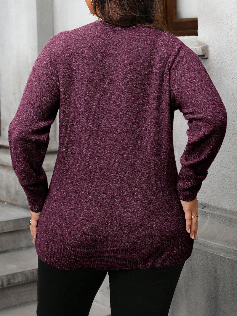 Suéter Feminino Oversize de gola redonda - Jussara. Plus Size