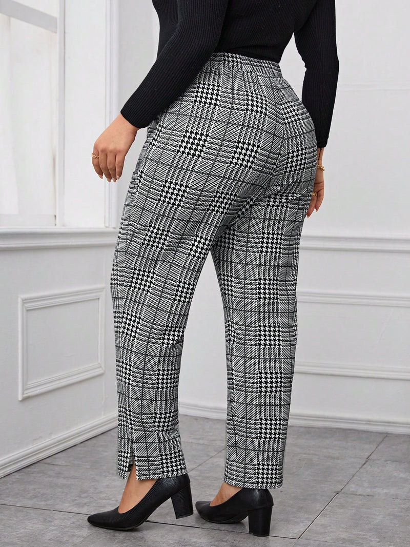 Calça feminina Xadrez Cintura alta. Plus Size