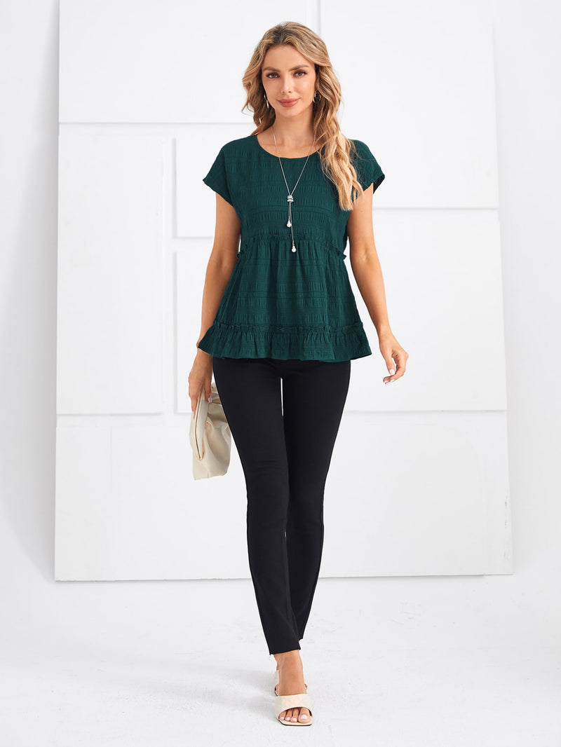 Blusa Feminina com Detalhe em Babados e Manga Curta - Eleanor