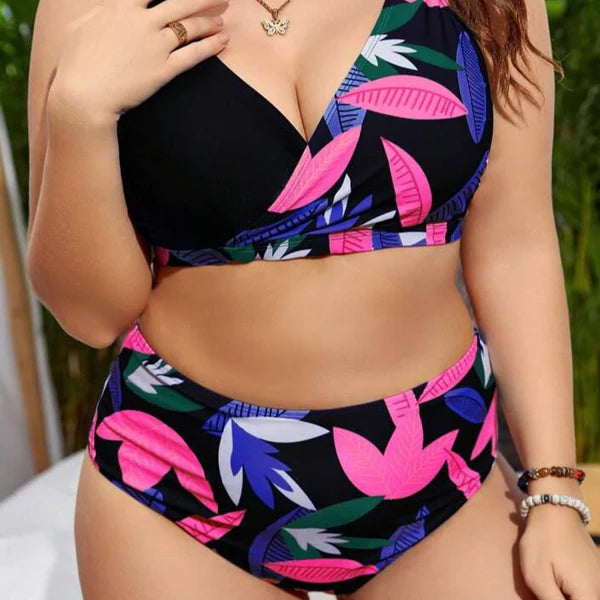 Biquíni Feminino Cintura Alta Detalhes Cruzado Juliana.Plus Size.