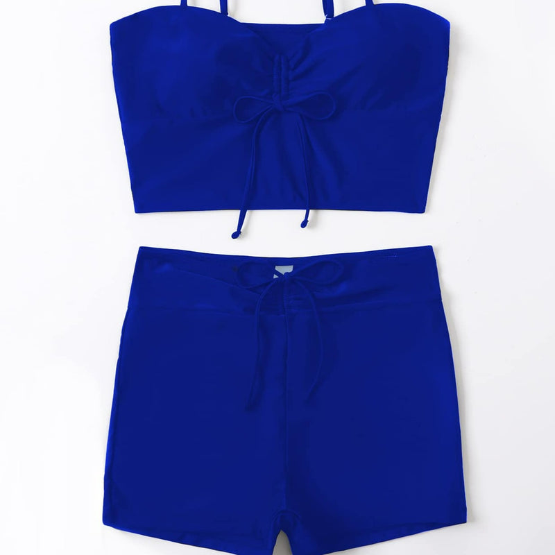 Shortkini Feminino Preenchimento removível Alças Finas Serena