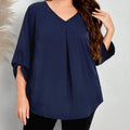 Blusa Feminina Decote V Pequeno Sabrina. Plus Size