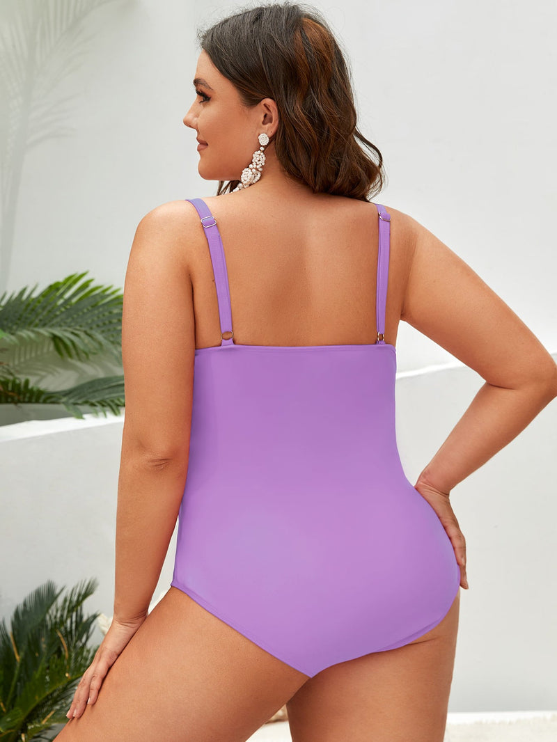 Maiô Feminino Detalhes Ziguezague Alças Finas Miriam. Plus Size