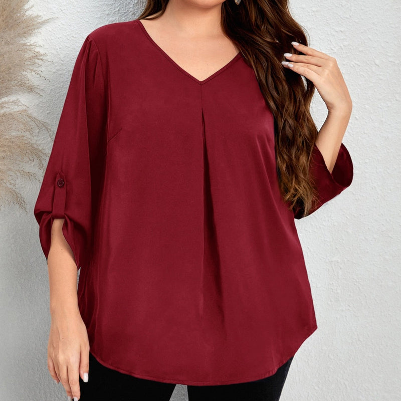 Blusa Feminina Decote V Pequeno Sabrina. Plus Size