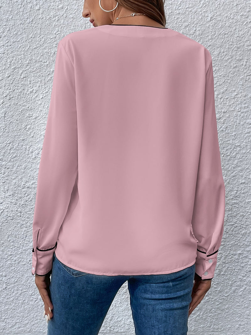 Blusa Feminina Casual Gola V Angelique