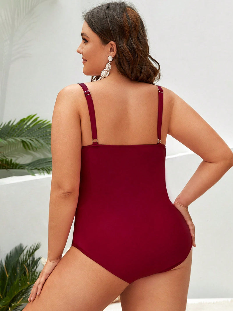 Maiô Feminino Detalhes Ziguezague Alças Finas Miriam. Plus Size