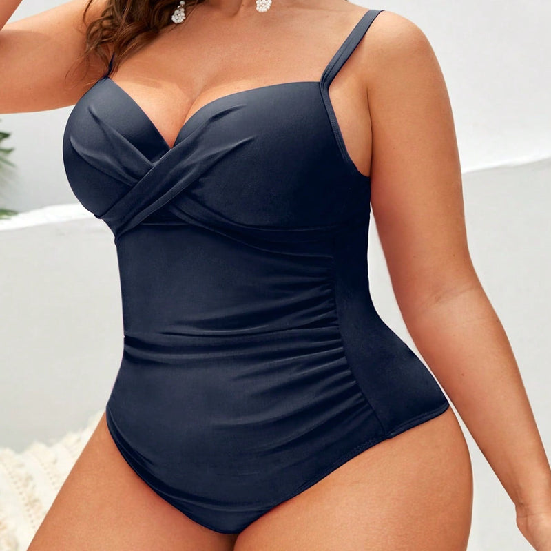 Maiô Feminino Detalhes Ziguezague Alças Finas Miriam. Plus Size