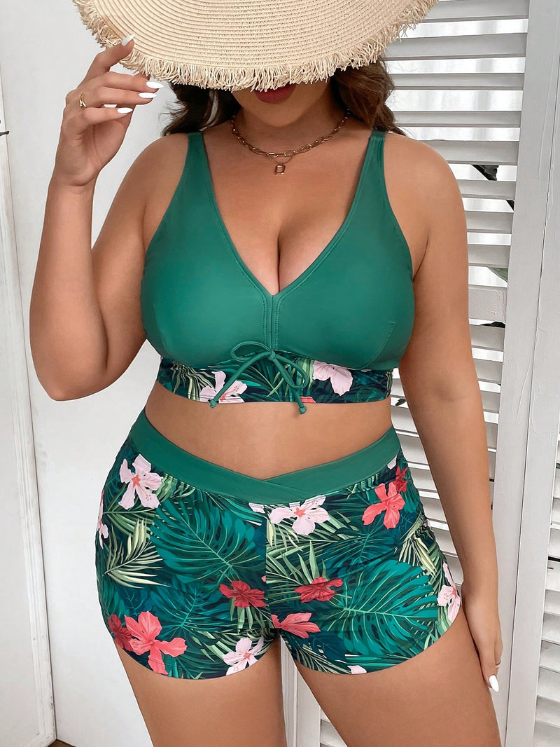 Shortkini Feminino Tie Back Frente-única Jessy. Plus Size