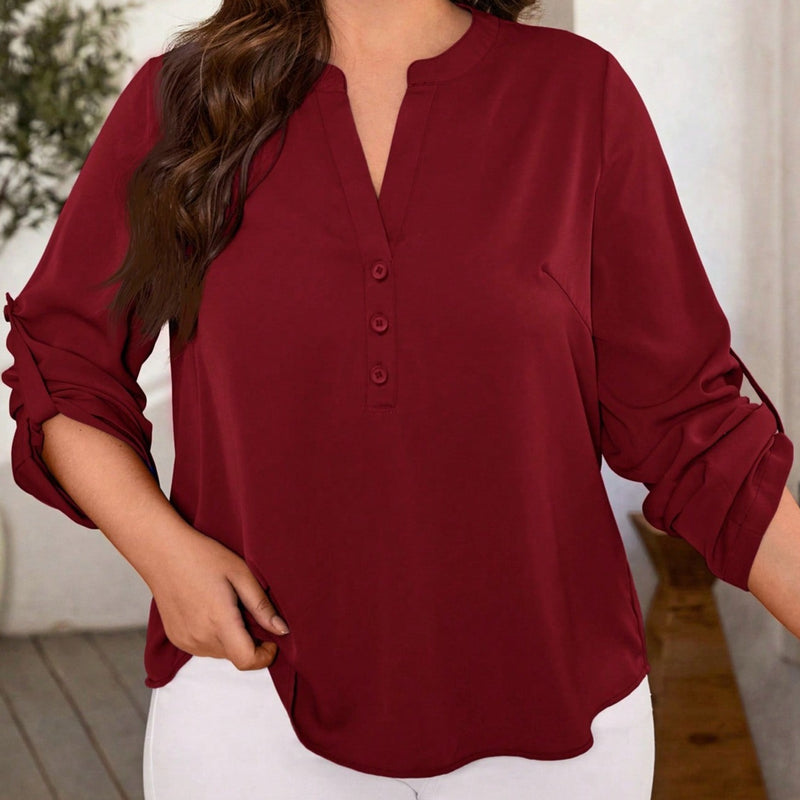 Blusa Feminina de Decote V entalhado Verona, Plus Size