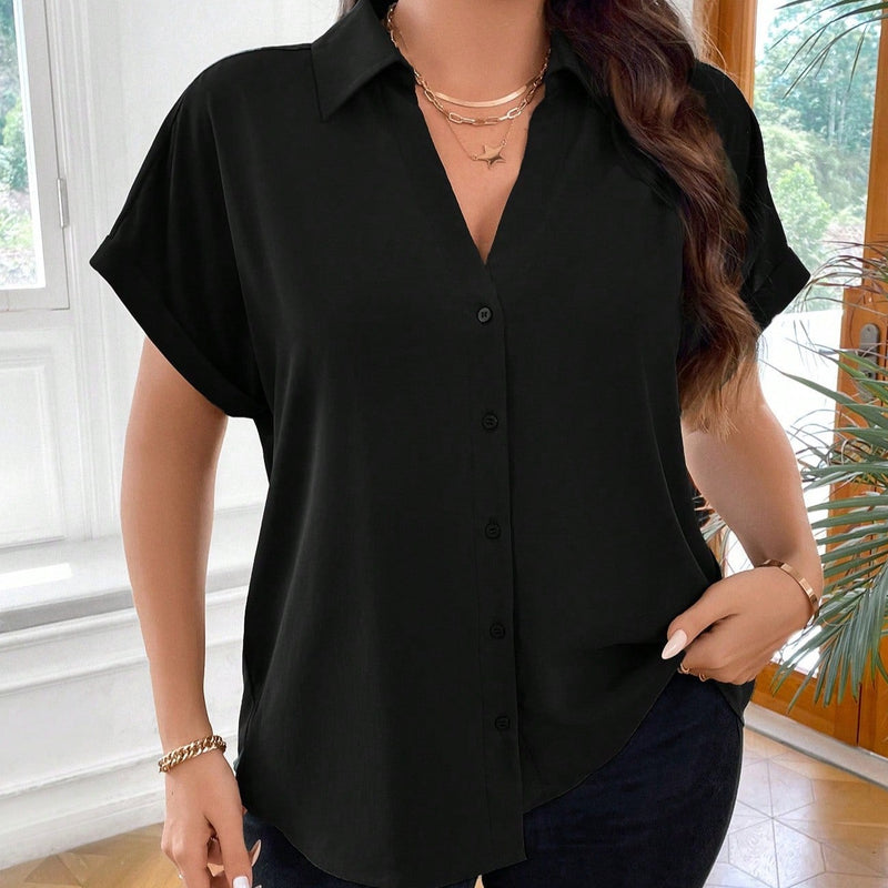 Blusa Feminina  Manga Curta Aurora. Plus size